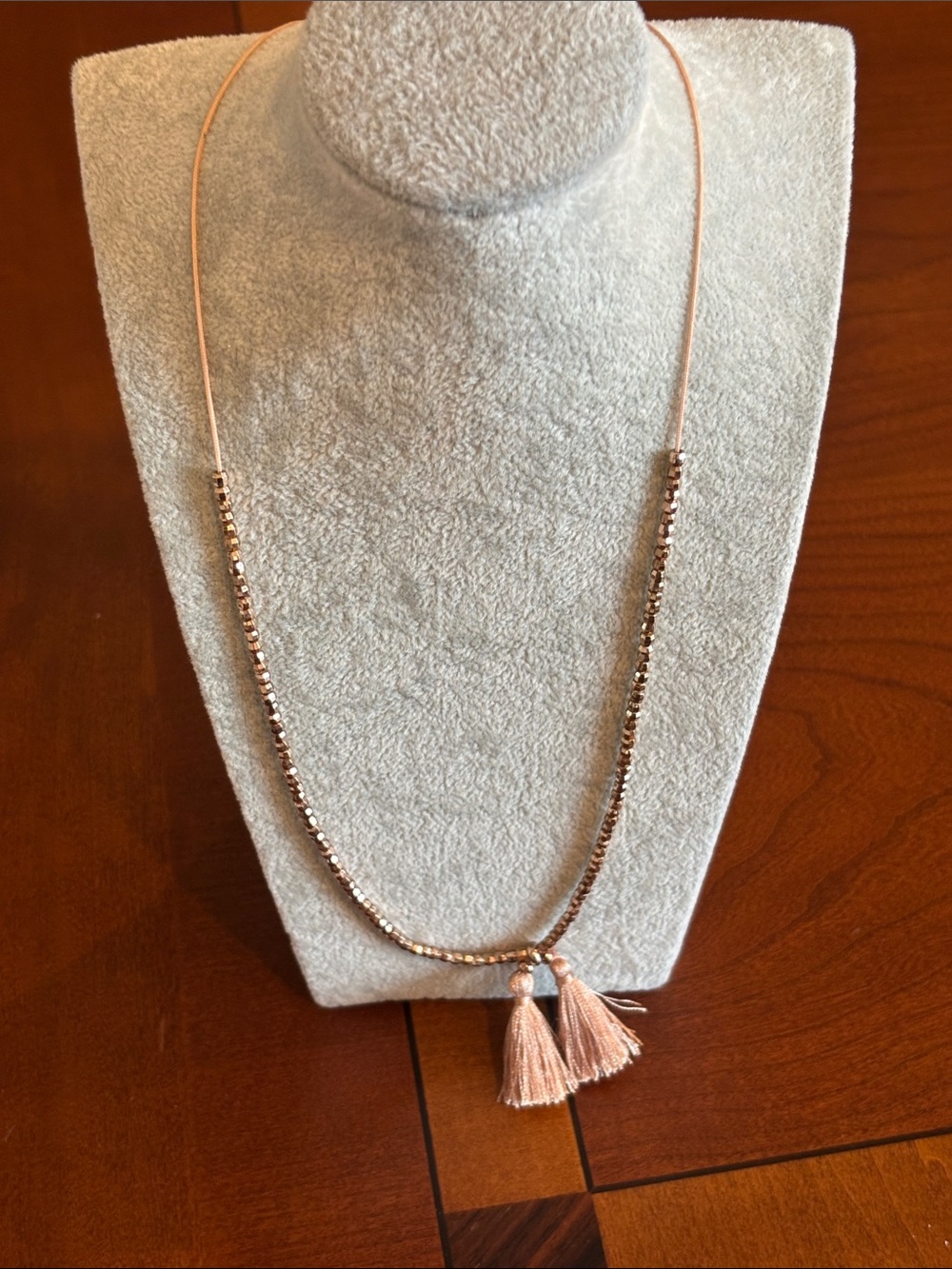 Rose Gold Beaded Tassel Necklace - Women Jewelry